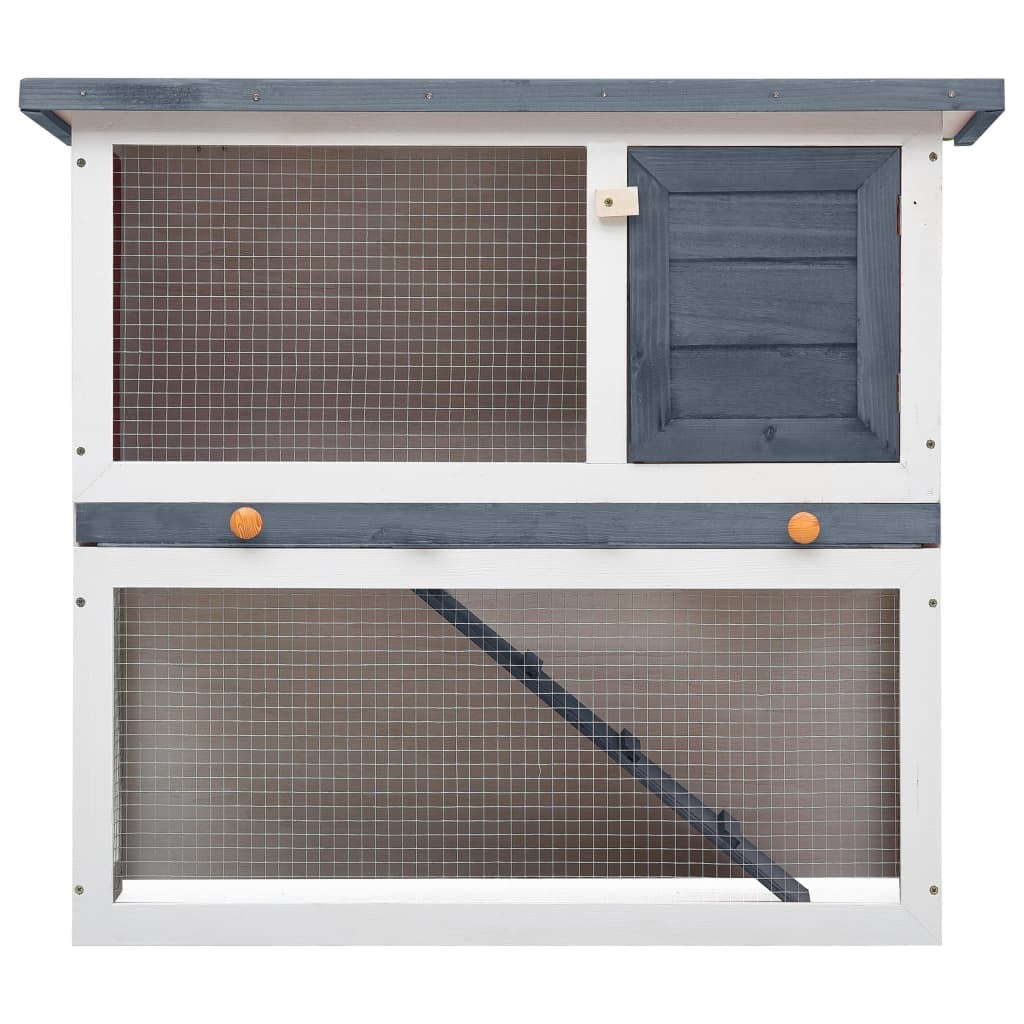 vidaXL Outdoor Rabbit Hutch 1 Door Gray Wood