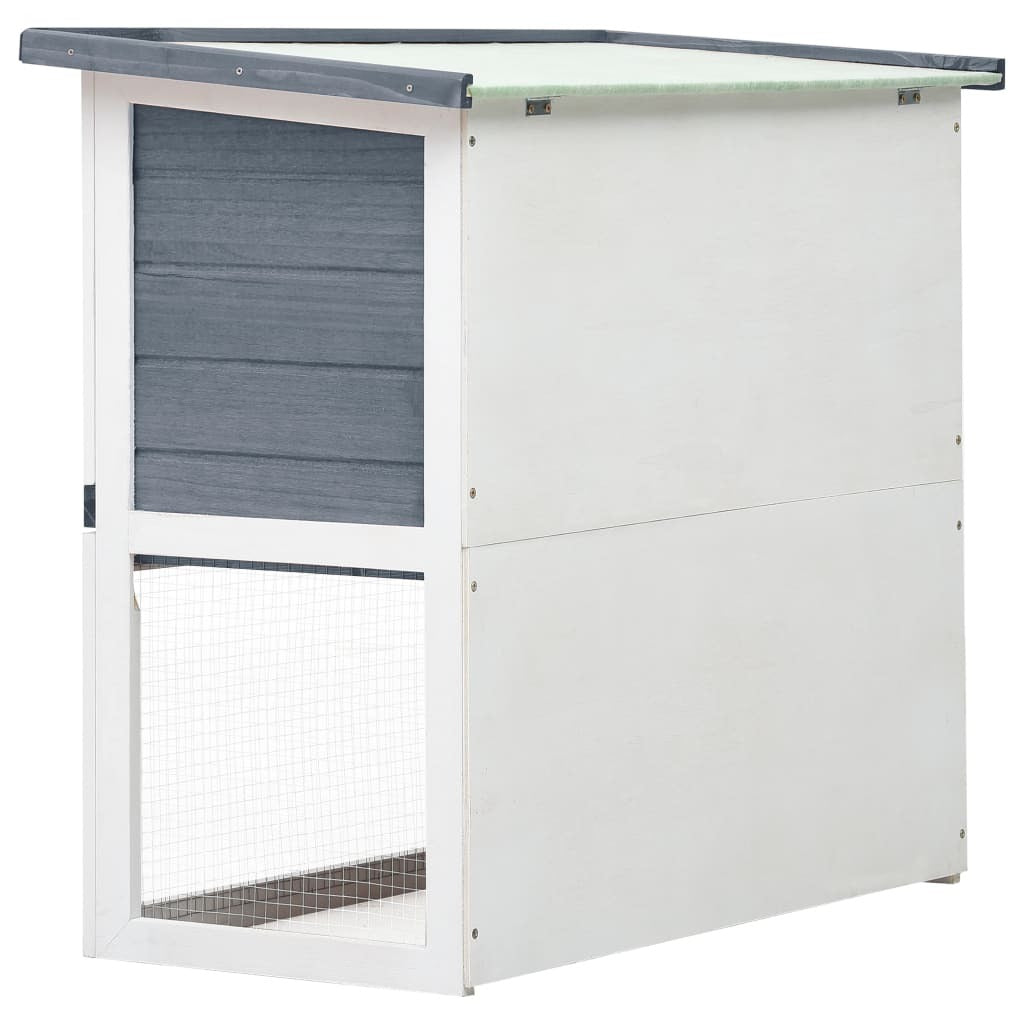 vidaXL Outdoor Rabbit Hutch 1 Door Gray Wood