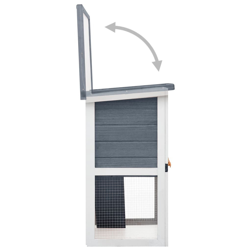 vidaXL Outdoor Rabbit Hutch 1 Door Gray Wood