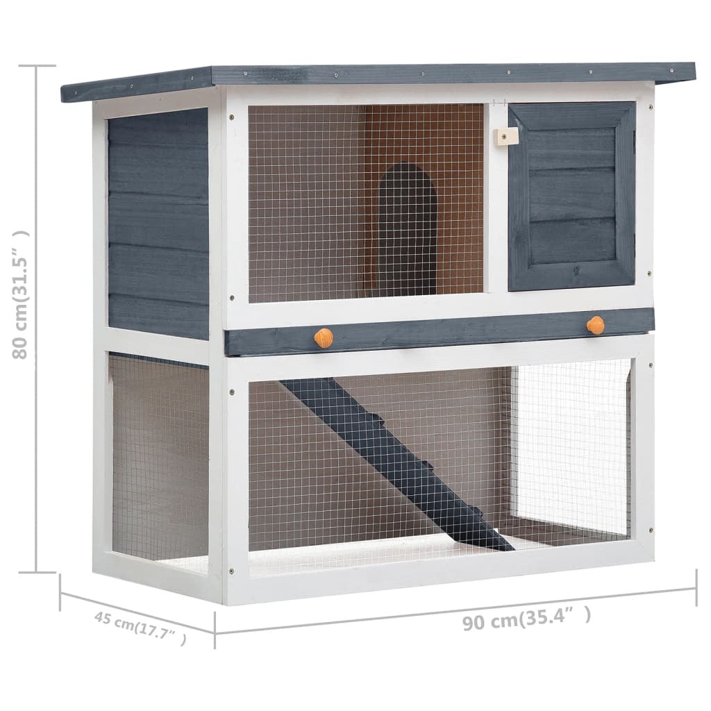 vidaXL Outdoor Rabbit Hutch 1 Door Gray Wood